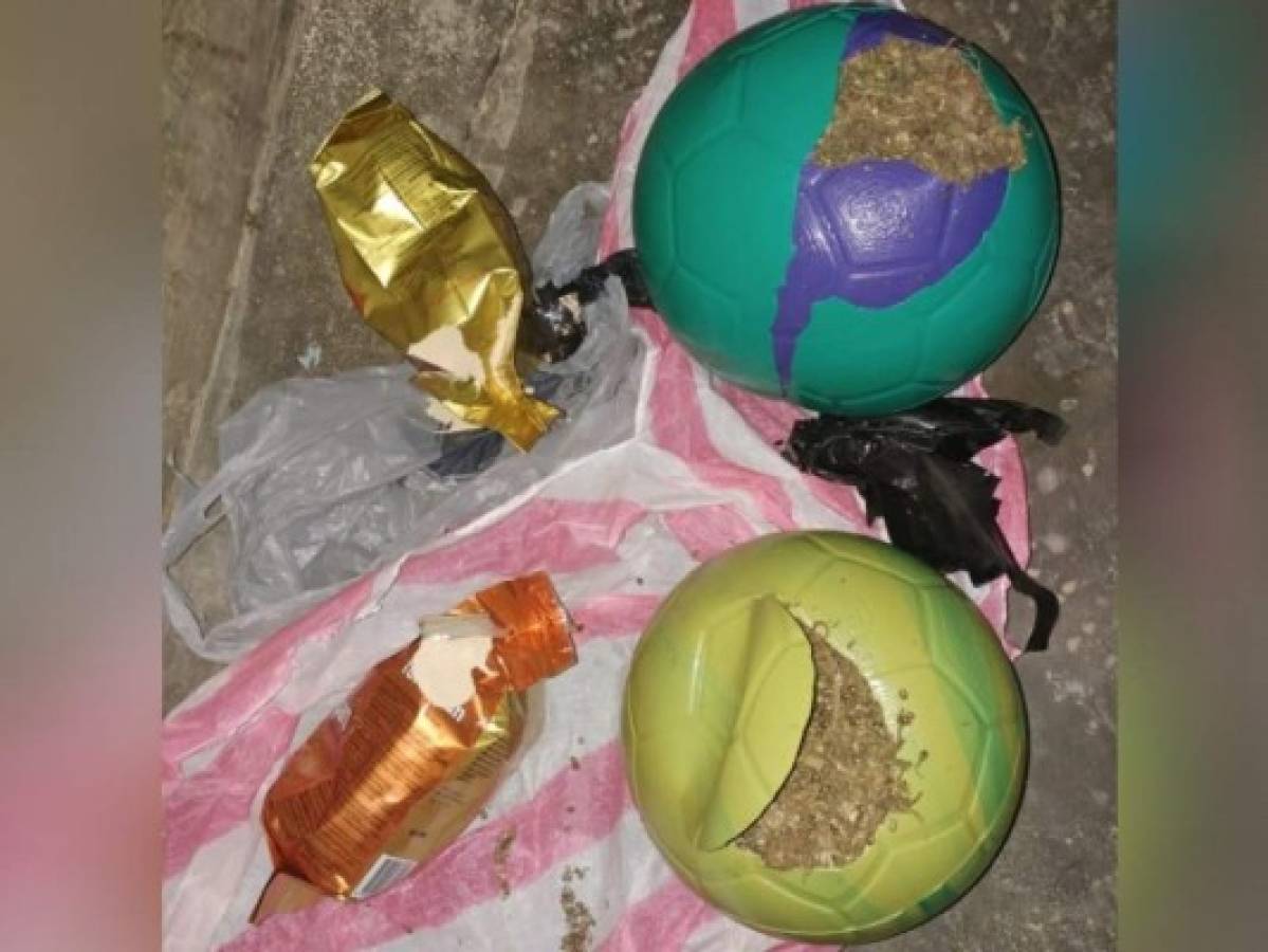 Dentro de pelotas de fútbol pretendían ingresar droga en cárcel de Yoro