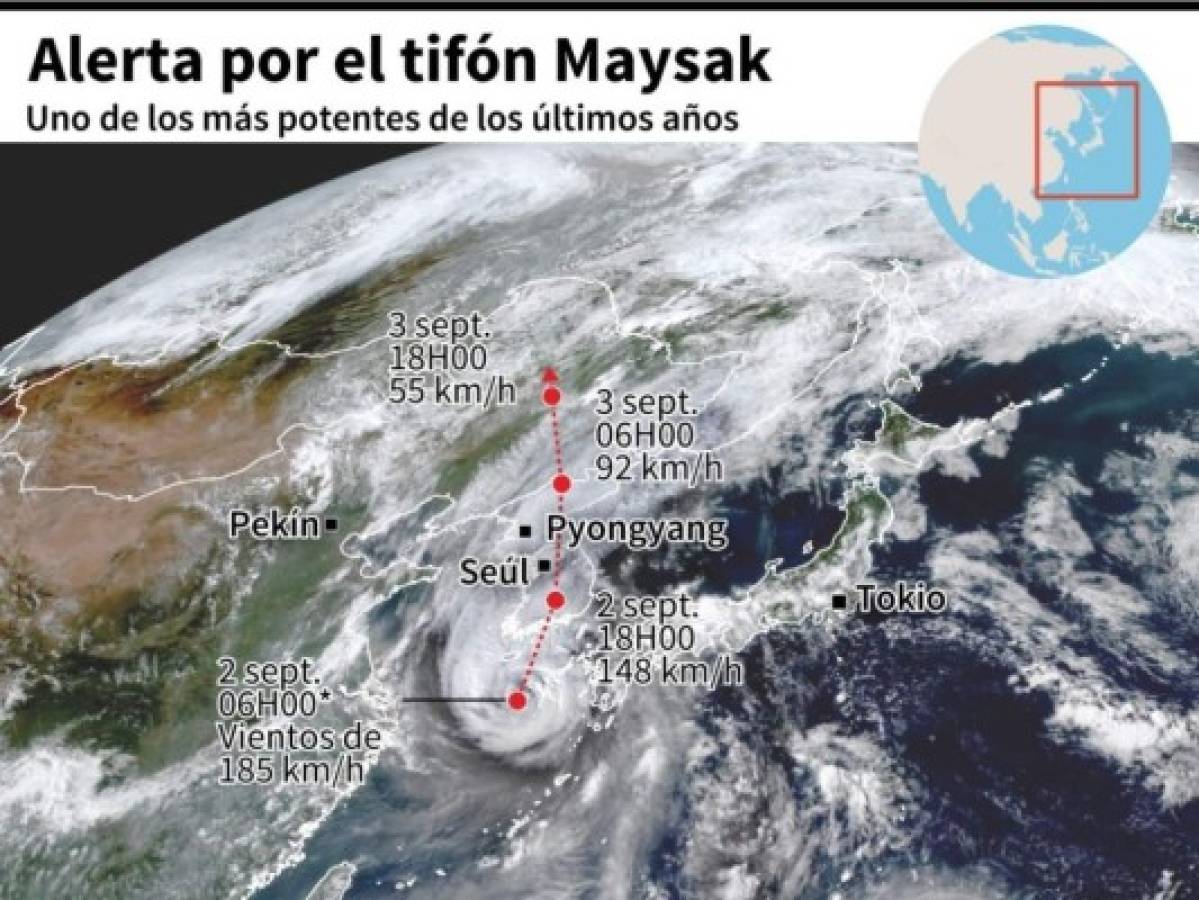 Las dos Coreas en alerta máxima por tifón Maysak