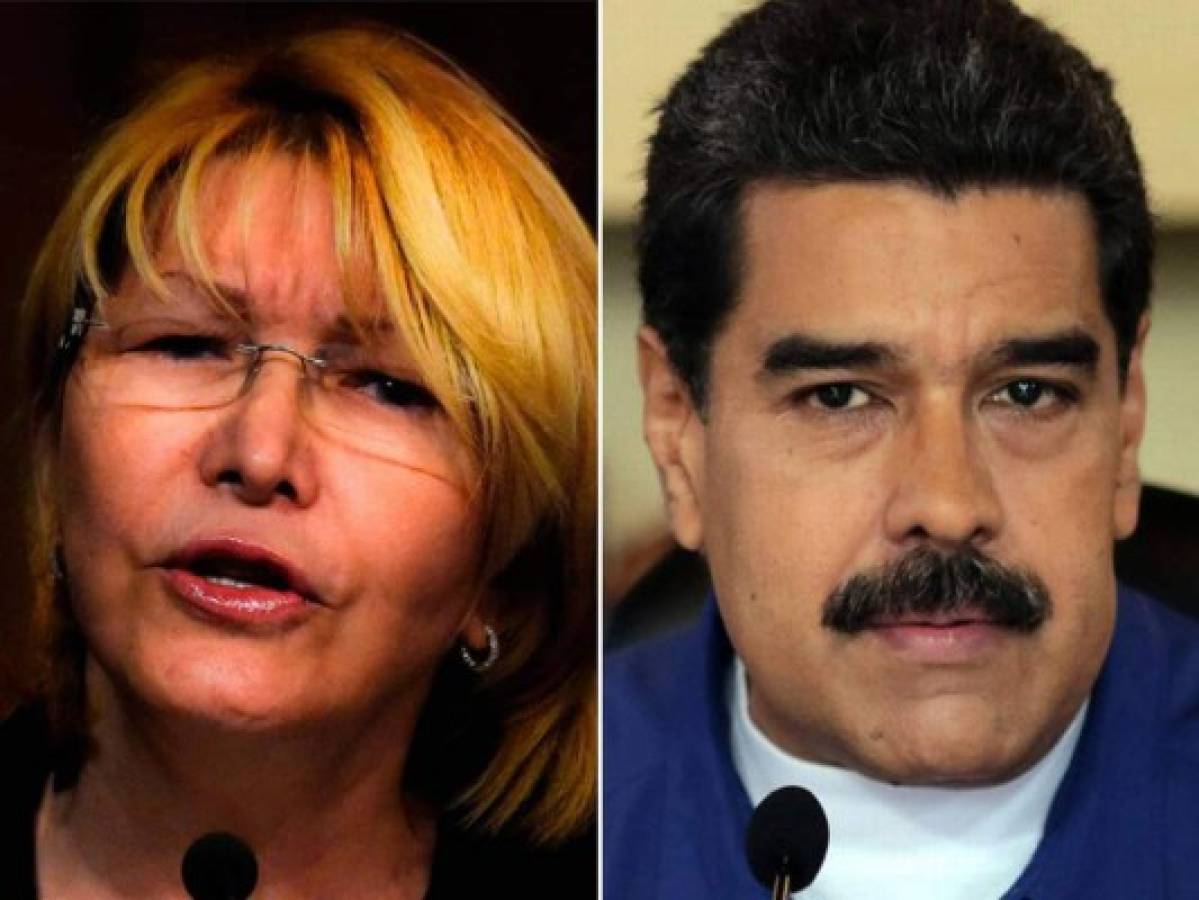 Exfiscal Luisa Ortega Díaz y el gobernante venezolano Nicolás Maduro. Foto AFP