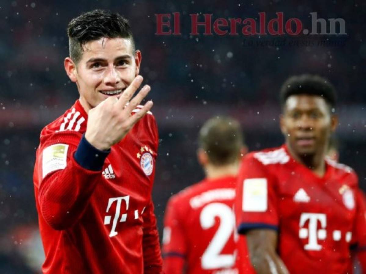 James se divierte con un triplete en la goleada del Bayern Múnich