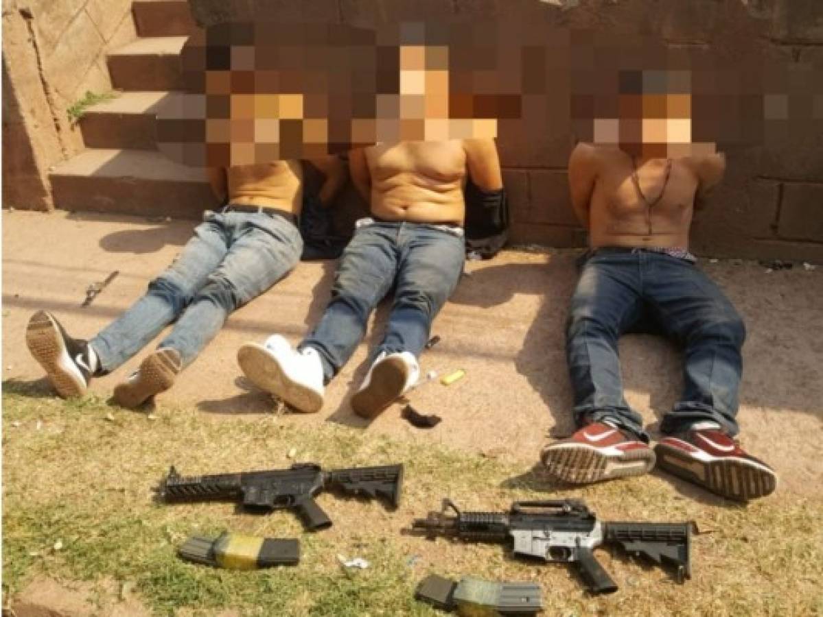Con fusiles capturan a tres presuntos pandilleros en la residencial Santa María de la capital