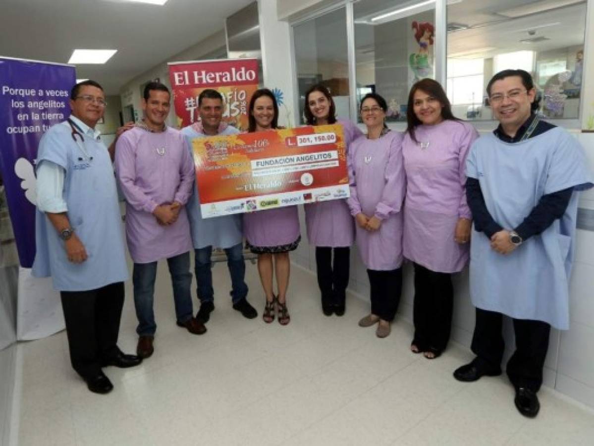 Para la quinta entrega de la Vuelta El Heraldo se realizó la entrega de 301 mil 150 lempiras a la Fundación Angelitos.