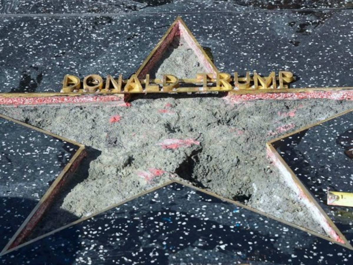 Vandalizan estrella de Donald Trump en Hollywood