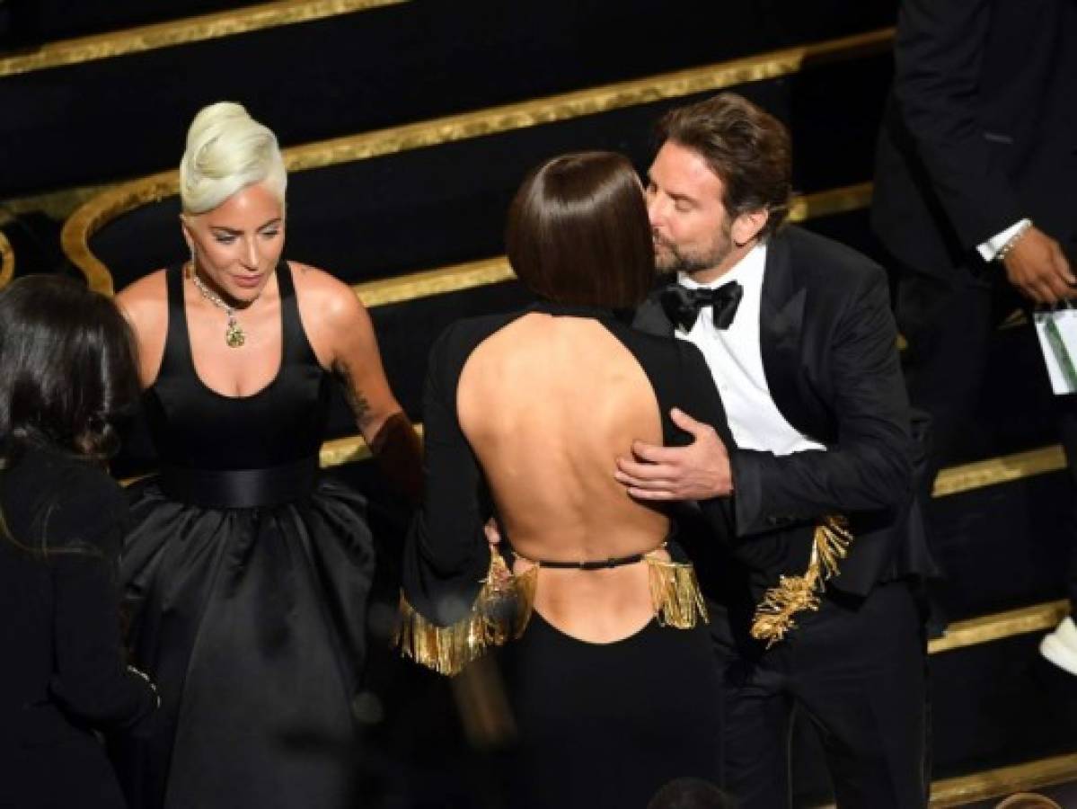 HOLLYWOOD, CALIFORNIA - FEBRUARY 24: (L-R) Lady Gaga, Irina Shayk and Bradley Cooper during the 91st Annual Academy Awards at Dolby Theatre on February 24, 2019 in Hollywood, California. Kevin Winter/Getty Images/AFP== FOR NEWSPAPERS, INTERNET, TELCOS & TELEVISION USE ONLY ==