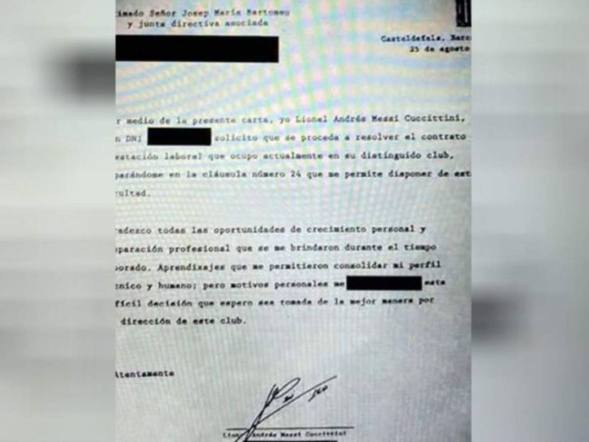 Este fue el burofax con el que Messi habría querido renunciar a su lugar dentro del Barcelona.