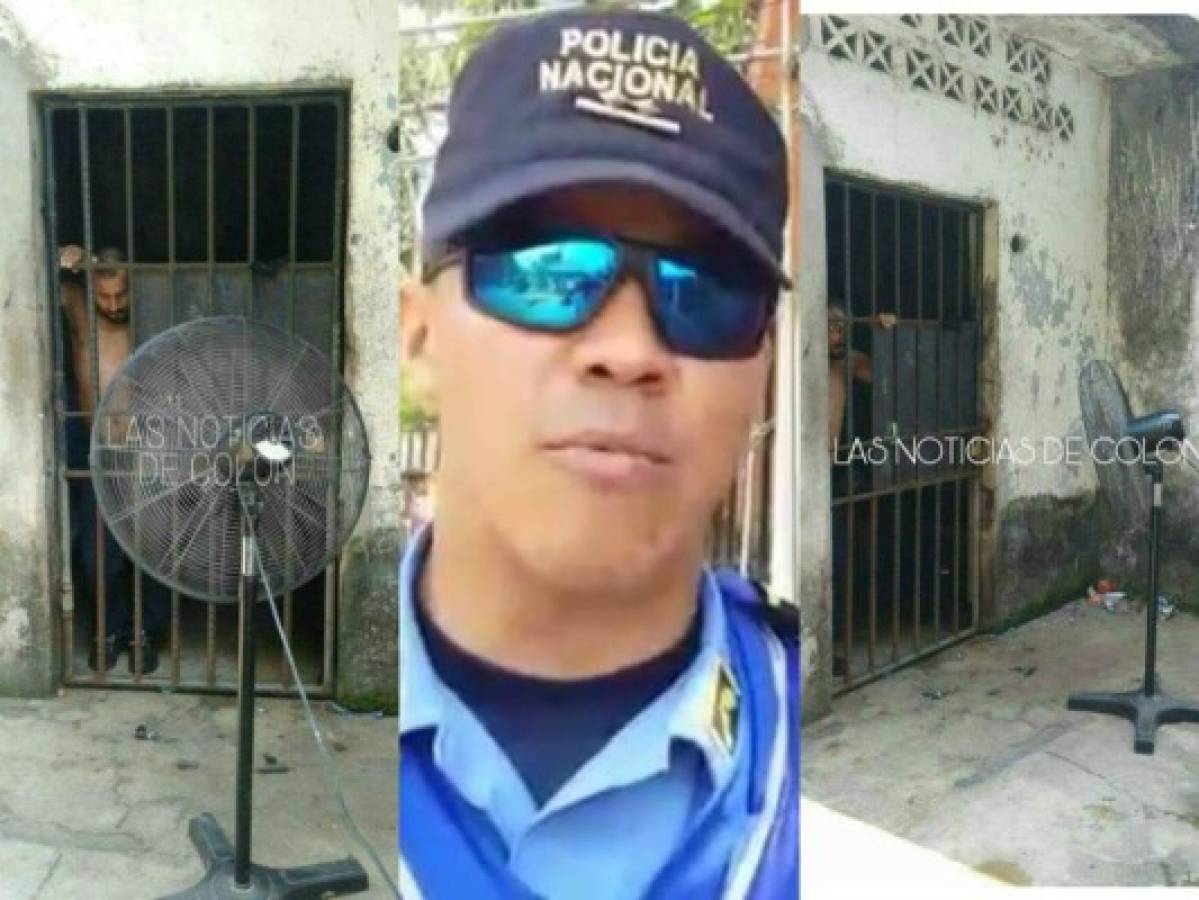 Policía hondureño instala ventilador para prisionero por altas temperaturas
