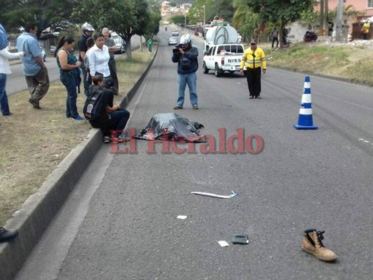 Camión cisterna atropella y mata a peatón en el anillo periférico de la capital de Honduras