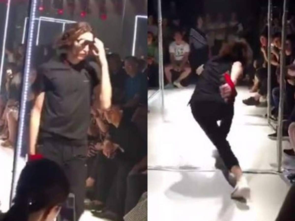 La extraña improvisación de modelo que se resbaló en plena pasarela