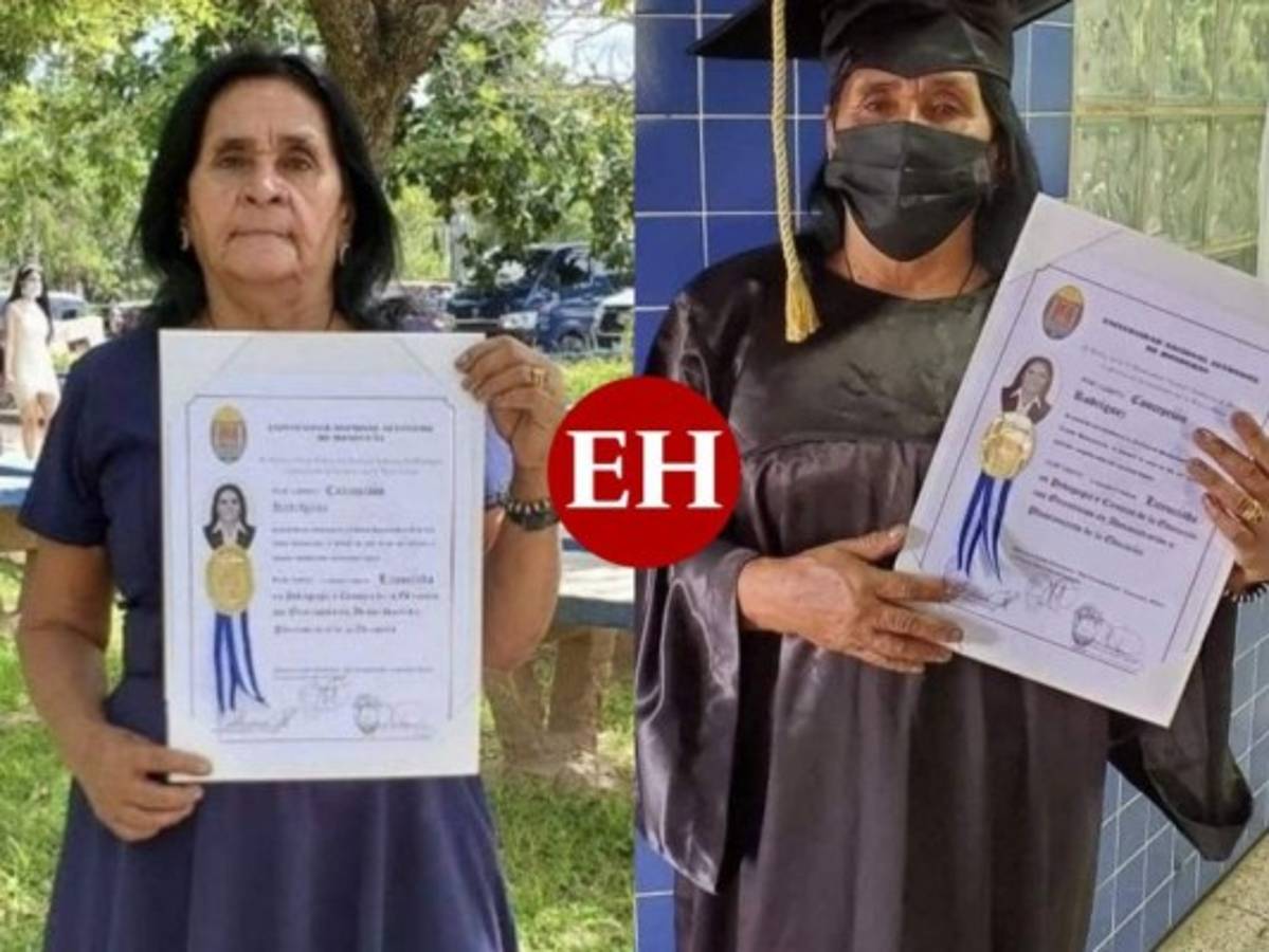 'Se lo dedico a Dios': Hondureña de 60 años se gradúa como pedagoga en la UNAH