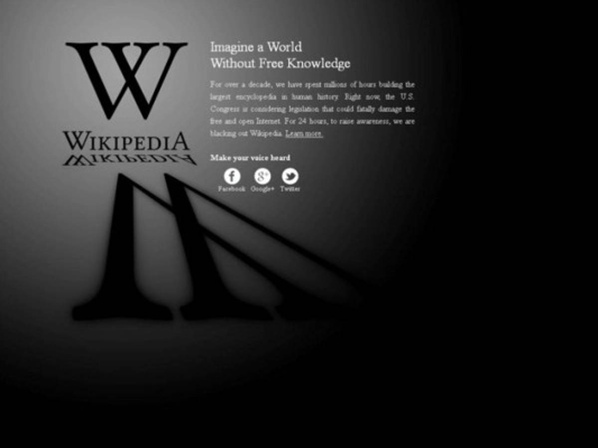 Portales de internet en 'apagón' contra censura por ley SOPA