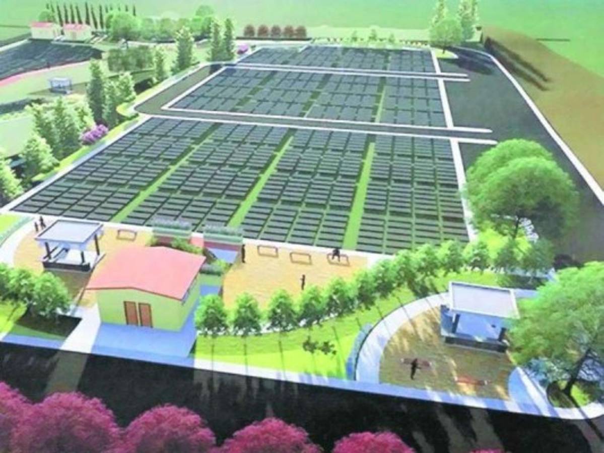 Este es el diseño del panteón terminado y el cual tiene un costo de 3.5 millones en su primera etapa. Foto: El Heraldo