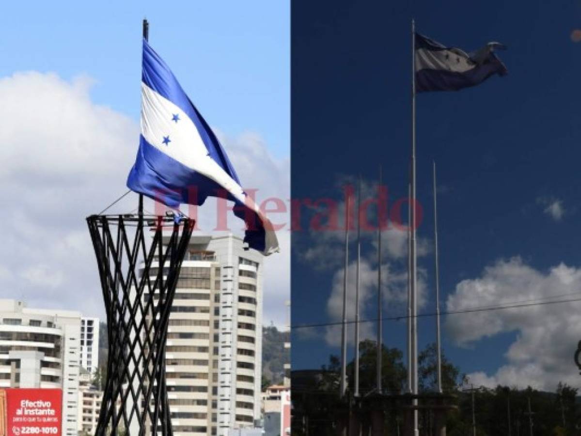 Descuidados lucen pabellones nacionales en plazas públicas de Tegucigalpa