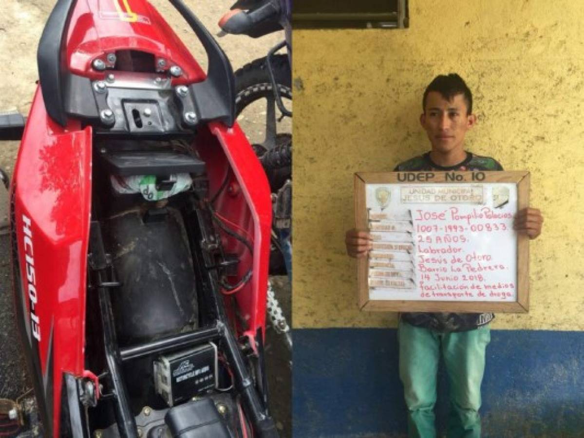 Con paquetes de marihuana escondidos en la cintura y motocicleta, capturan a una persona en Intibucá