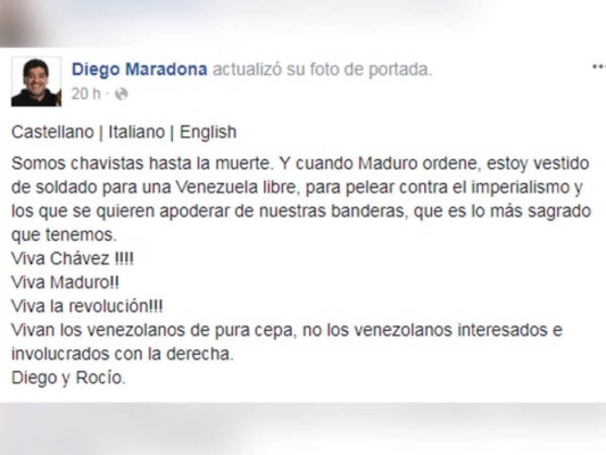 Mario Kempes critica a Diego Maradona por ofrecerse como 'soldado' de Maduro  