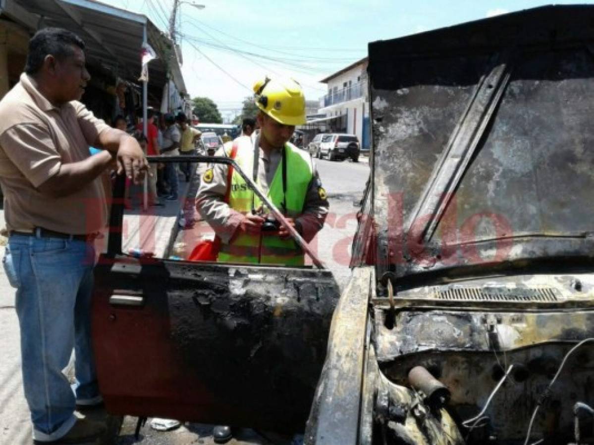 Incendio en vehículo deja una persona con quemaduras en Choluteca