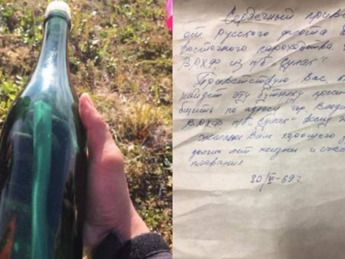 Hallan en Alaska mensaje en botella enviado por marinero ruso hace 50 años
