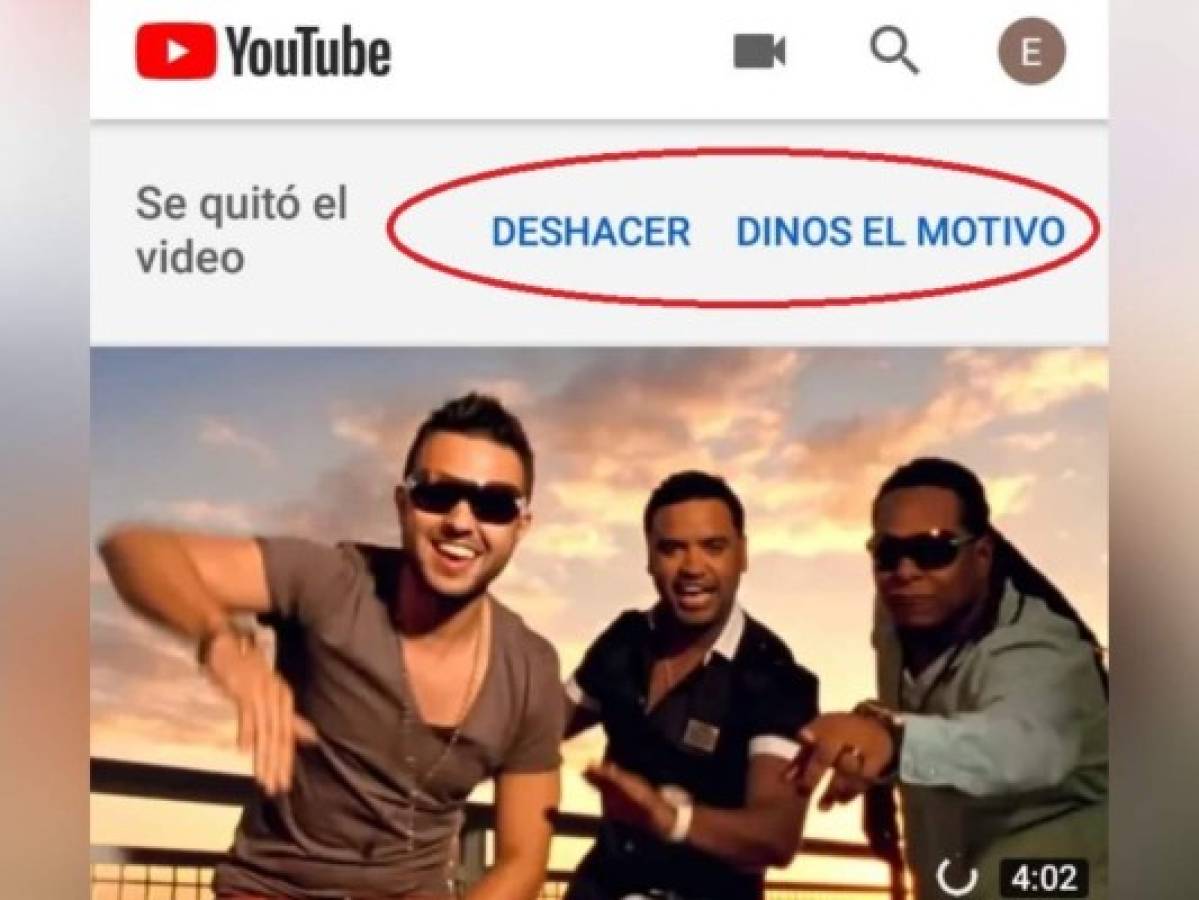 Para eliminar de tus sugerencias elige la opción que aparece en un círculo. Foto: Captura Youtube.