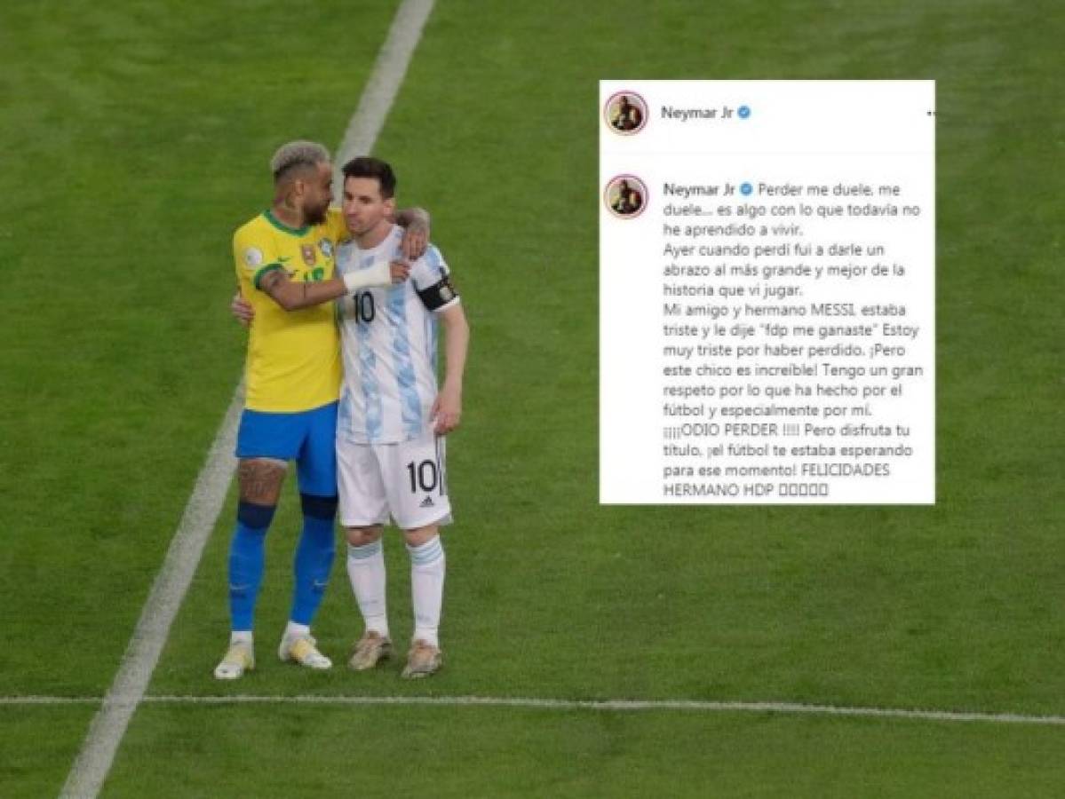 'Odio perder, pero disfruta del título', le dice Neymar a Messi  