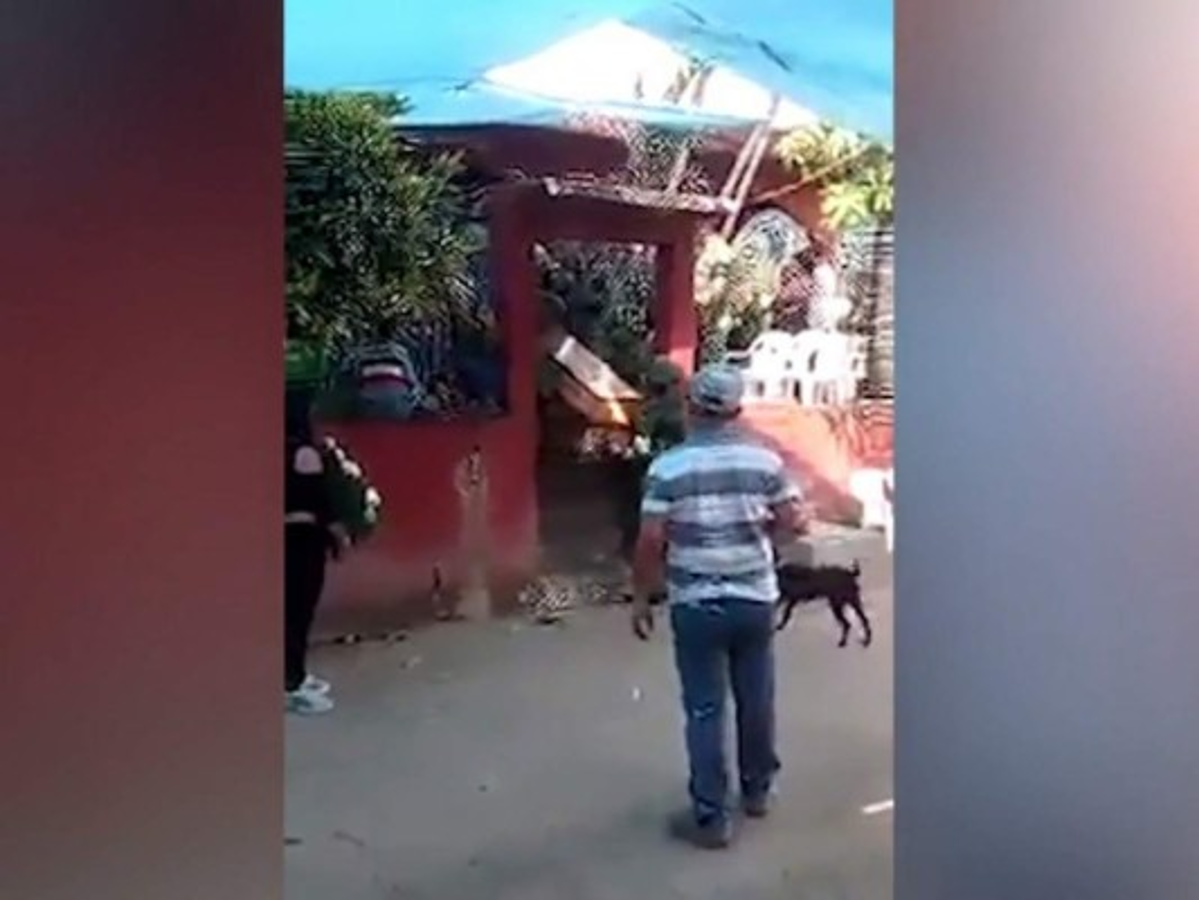 El video muestra el momento en que los militares dejan caer el cadáver del cajón.