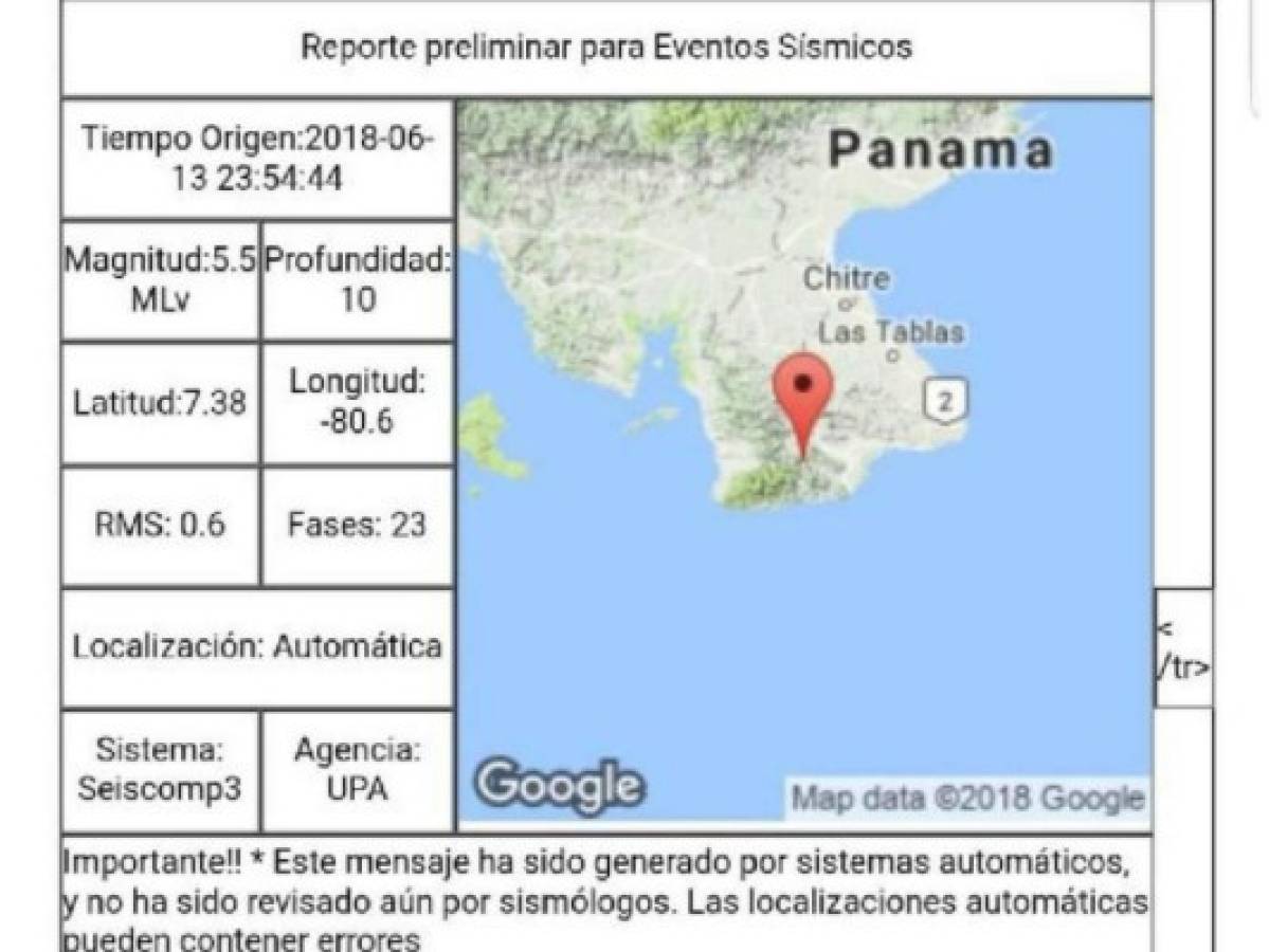 Sismo de 5,3 grados sacude varias provincias en Panamá