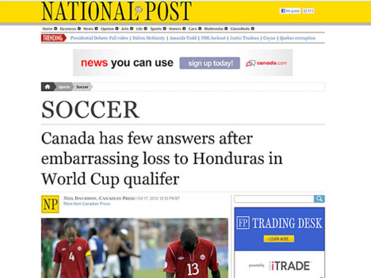 Canadá humillado en Honduras, destacan diarios canadienses