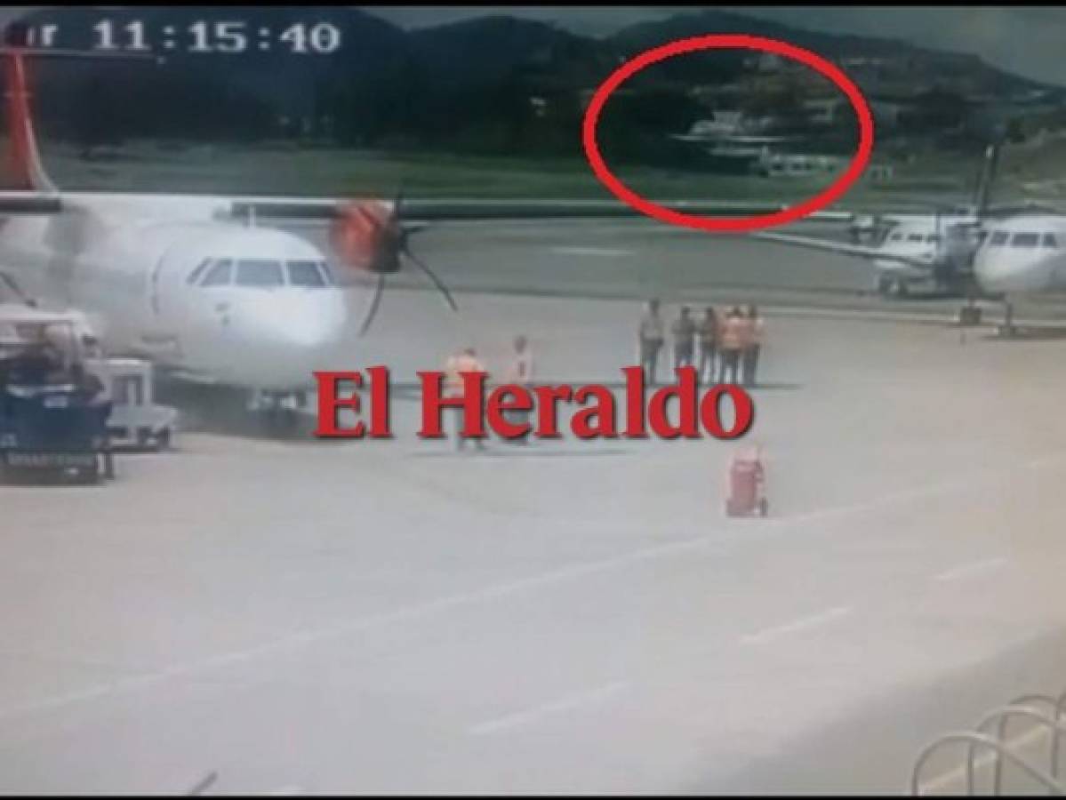 Las cámaras de seguridad del Aeropuerto Toncontín grabaron el aterrizaje del avión.