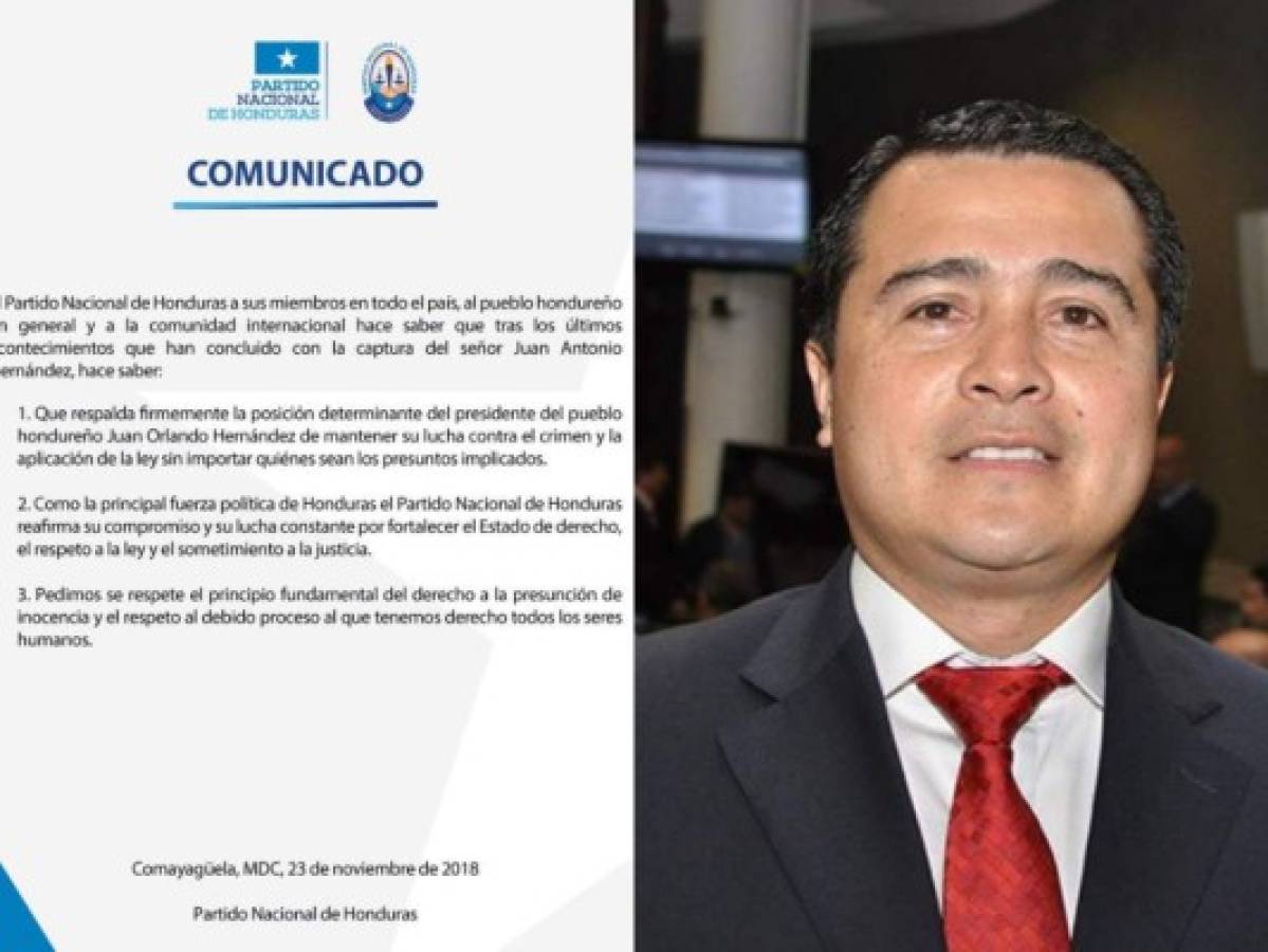 Partido Nacional respalda a presidente de Honduras tras captura de su hermano, Tony Hernández