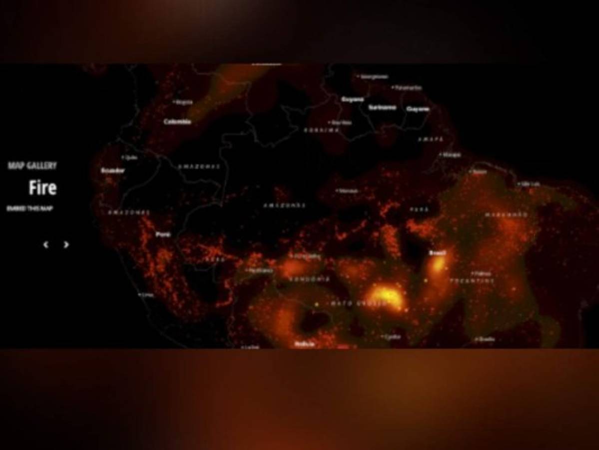 Así se ve el incendio del Amazonia desde el espacio