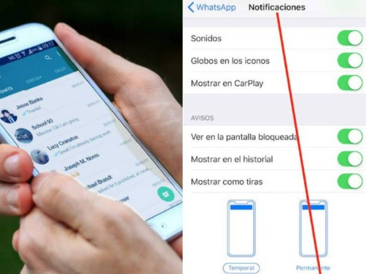 Dispositivos iOS: ¿Cómo mostrar el remitente en las notificaciones de WhastApp?