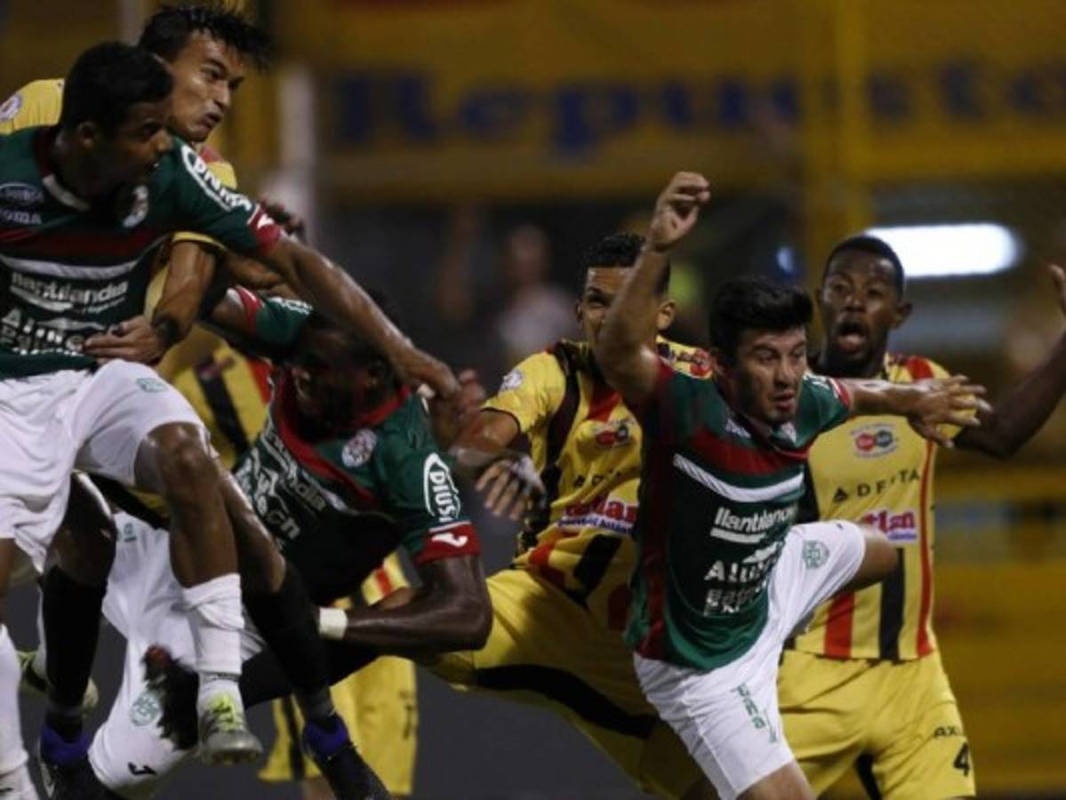 Acción del duelo entre Real España y Marathón del Clausura 2018. Foto: El Heraldo.