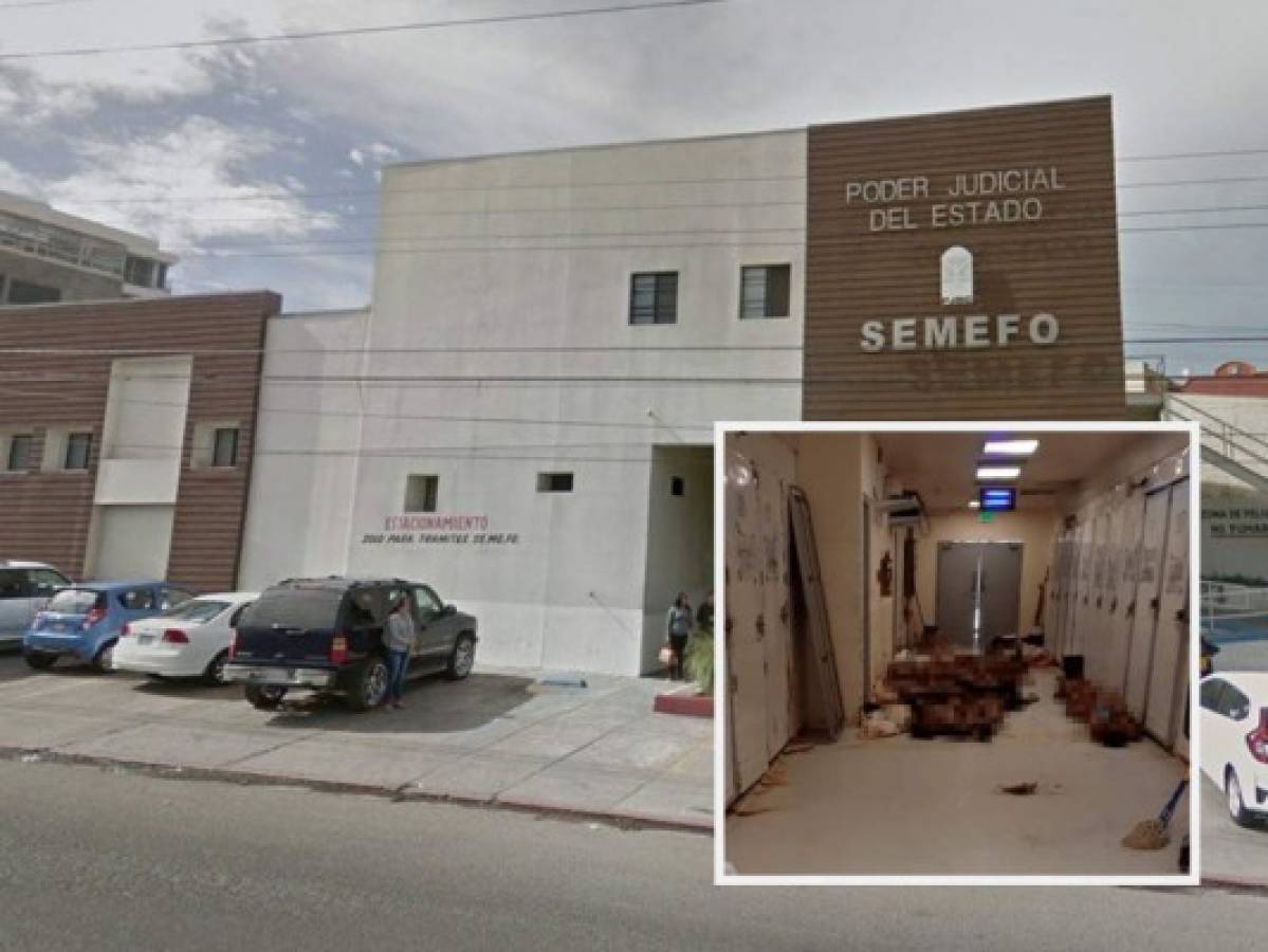 Cadáveres humanos son lanzados al piso por falta de espacio en morgue de Tijuana, México