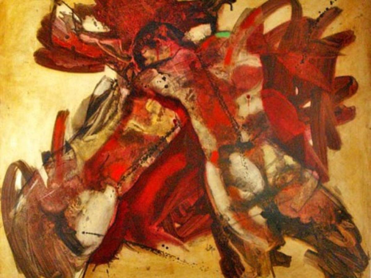 “Adiós a los sueños”, Víctor López, 2010. Allí está la figura humana pero disuelta en movimientos, trazos, texturas, un rito de tensiones visuales definen esta pintura.