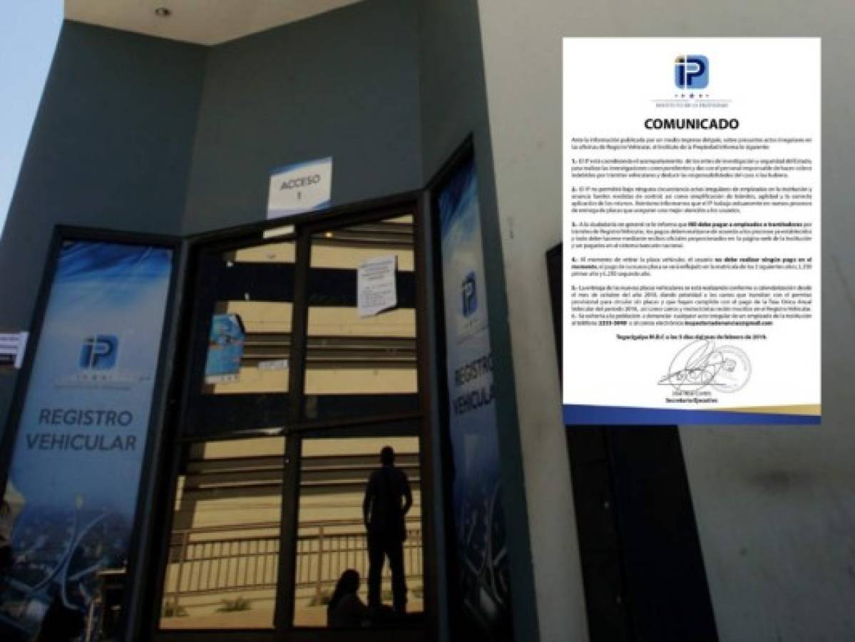 Instituto de la Propiedad reacciona ante denuncias de irregularidades en entrega de placas
