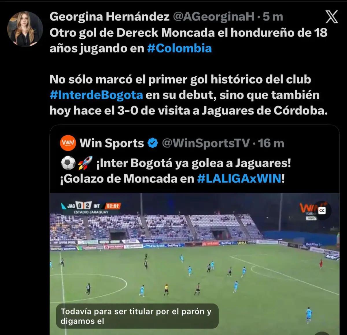 Dereck Moncada vuelve a anotar y esto dicen en Colombia y México sobre el hondureño