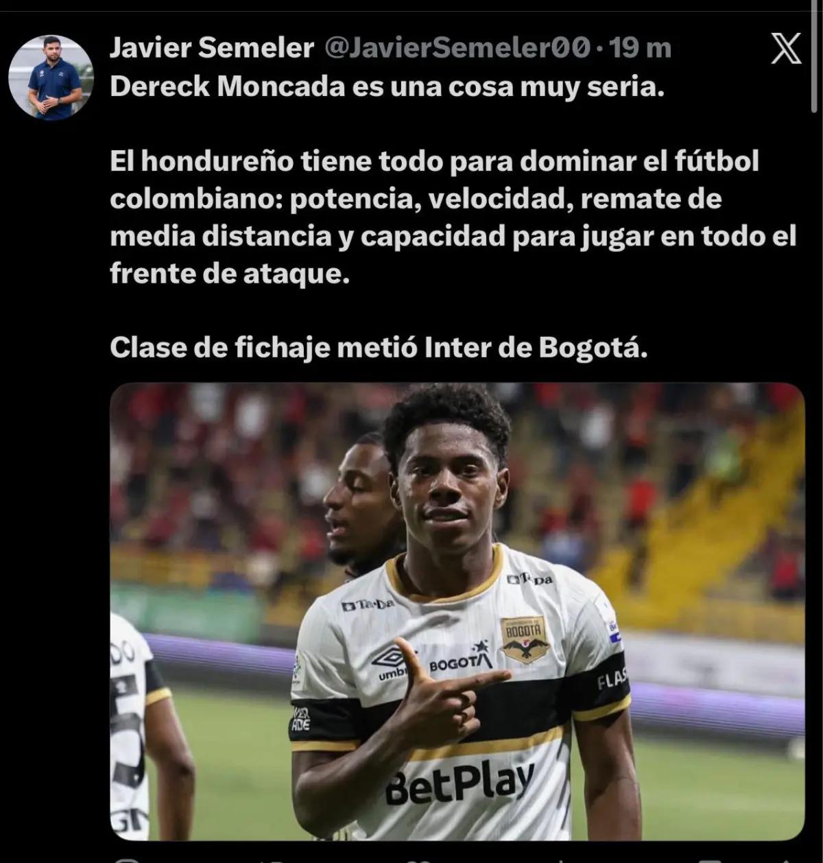 Dereck Moncada vuelve a anotar y esto dicen en Colombia y México sobre el hondureño