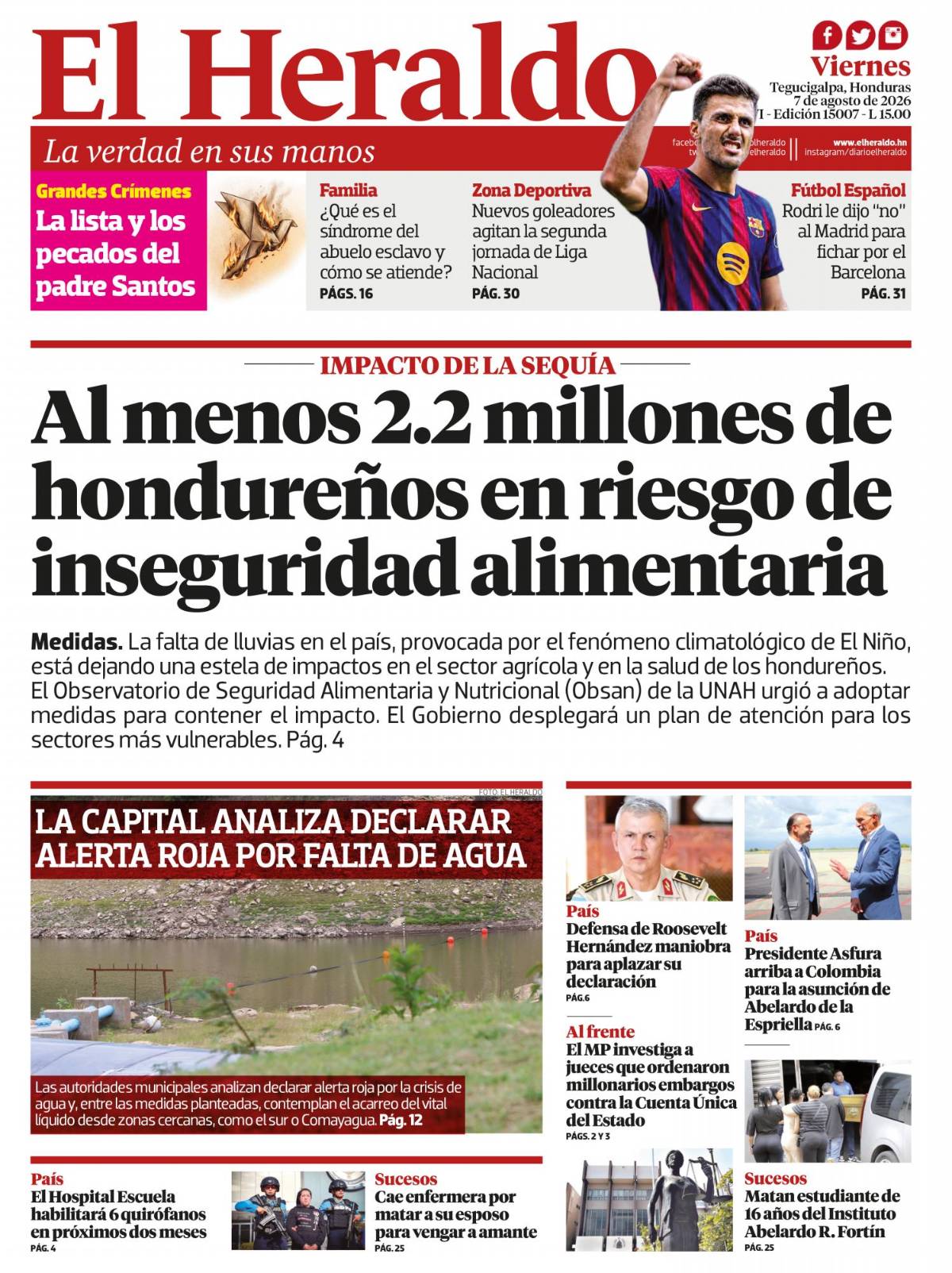 Al menos 2.2 millones de hondureños en riesgo de inseguridad alimentaria