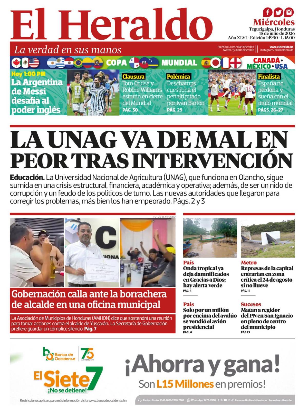 La UNAG va de mal en peor tras intervención