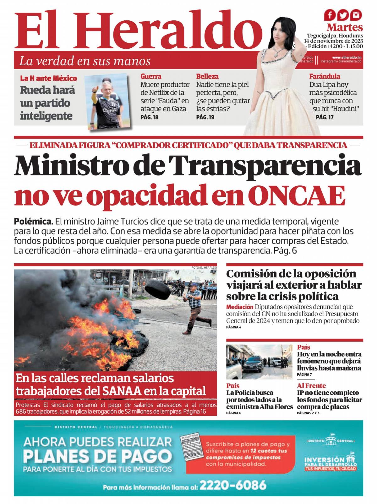 Ministro de Transparencia no ve opacidad en ONCAE
