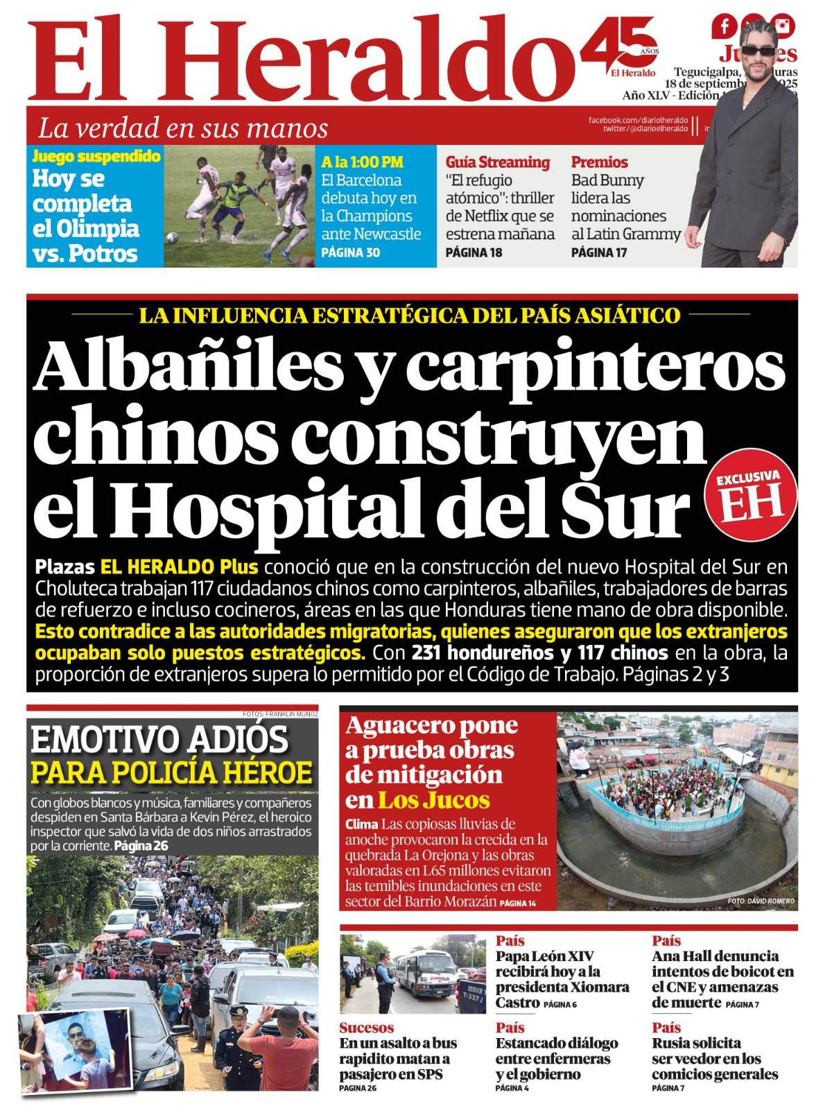 Albañiles y carpinteros chinos construyen el Hospital del Sur