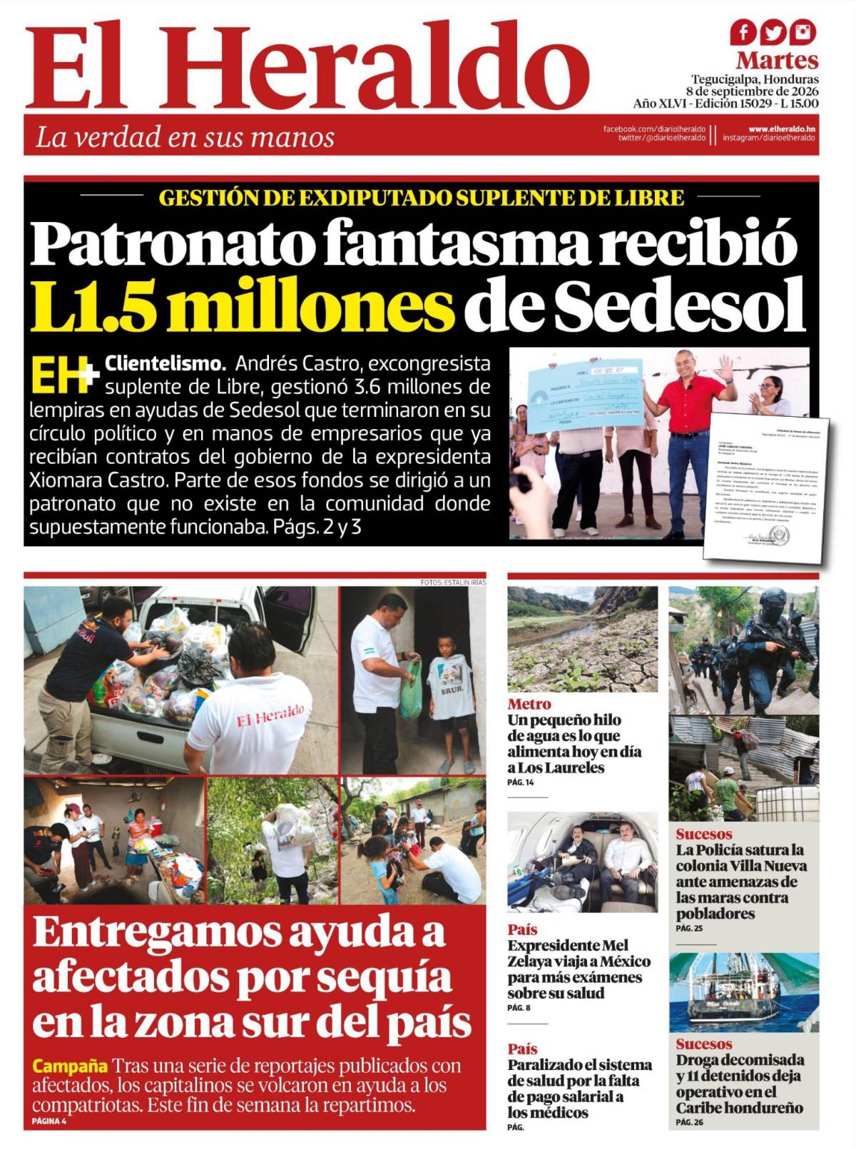Patronato fantasma recibió L1.5 millones de Sedesol