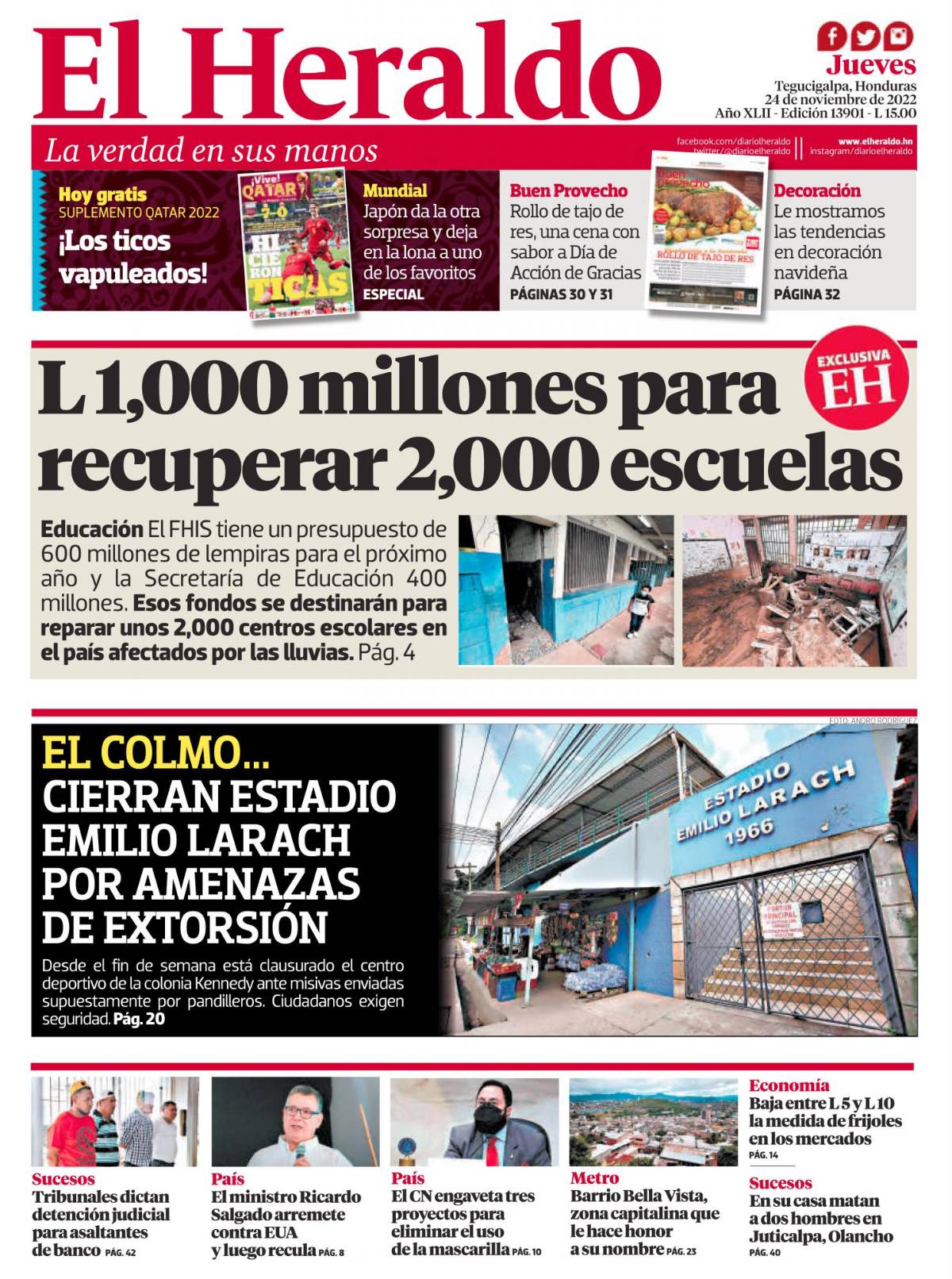 L 1,000 millones para recuperar 2,000 escuelas