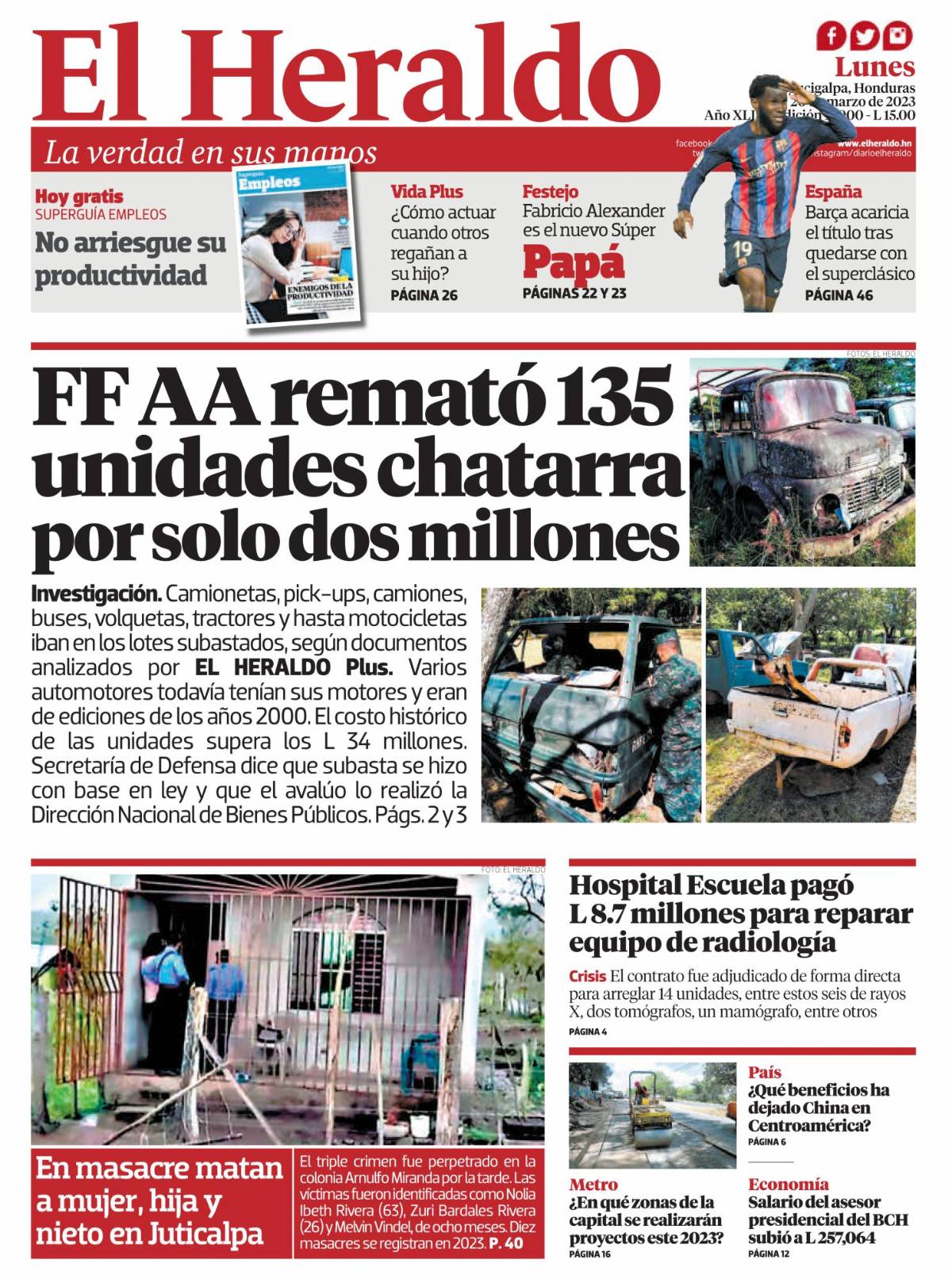 FF AA remató 135 unidades chatarra por solo dos millones