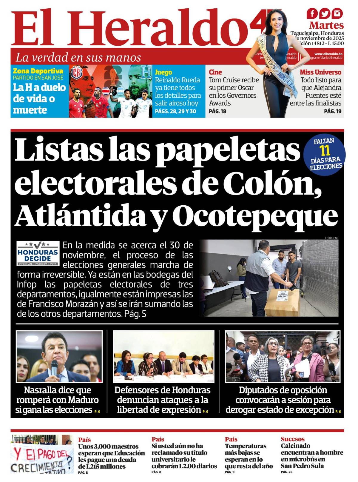 Listas las papeletas electorales de Colón, Atlántida y Ocotepeque