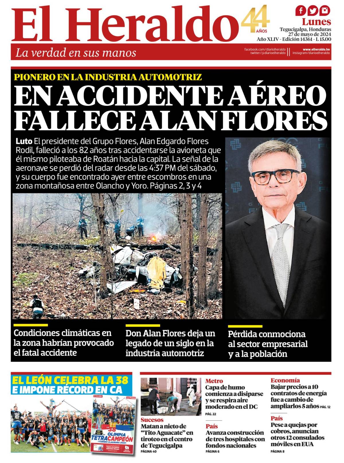En accidente aéreo fallece Alan Flores