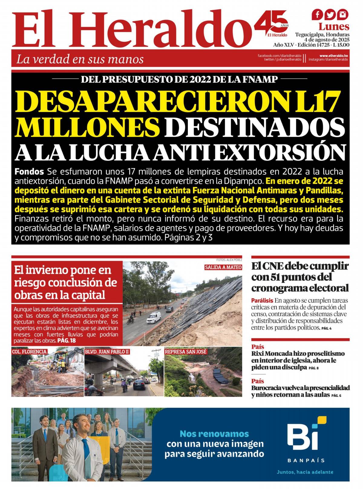 Desaparecieron L17 millones destinados a la lucha antiextorsión
