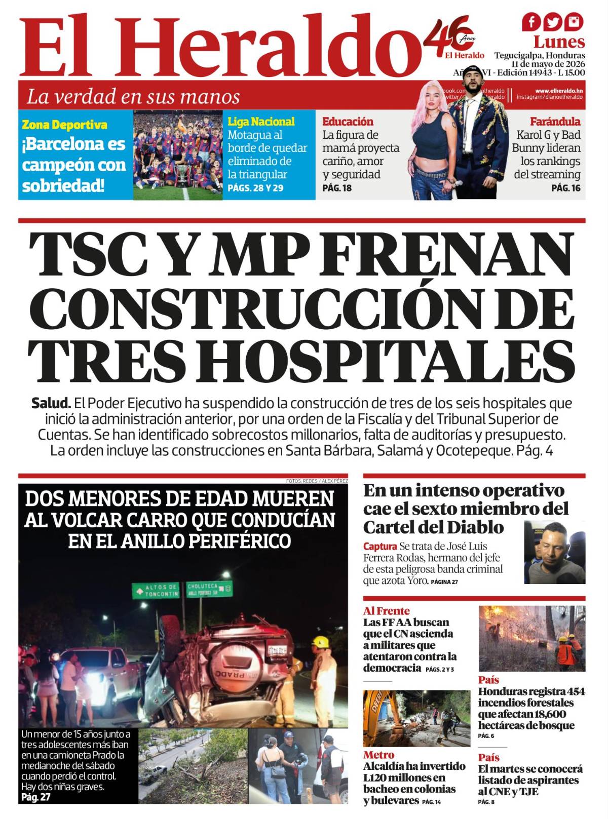 TSC y MP frenan construcción de tres hospitales