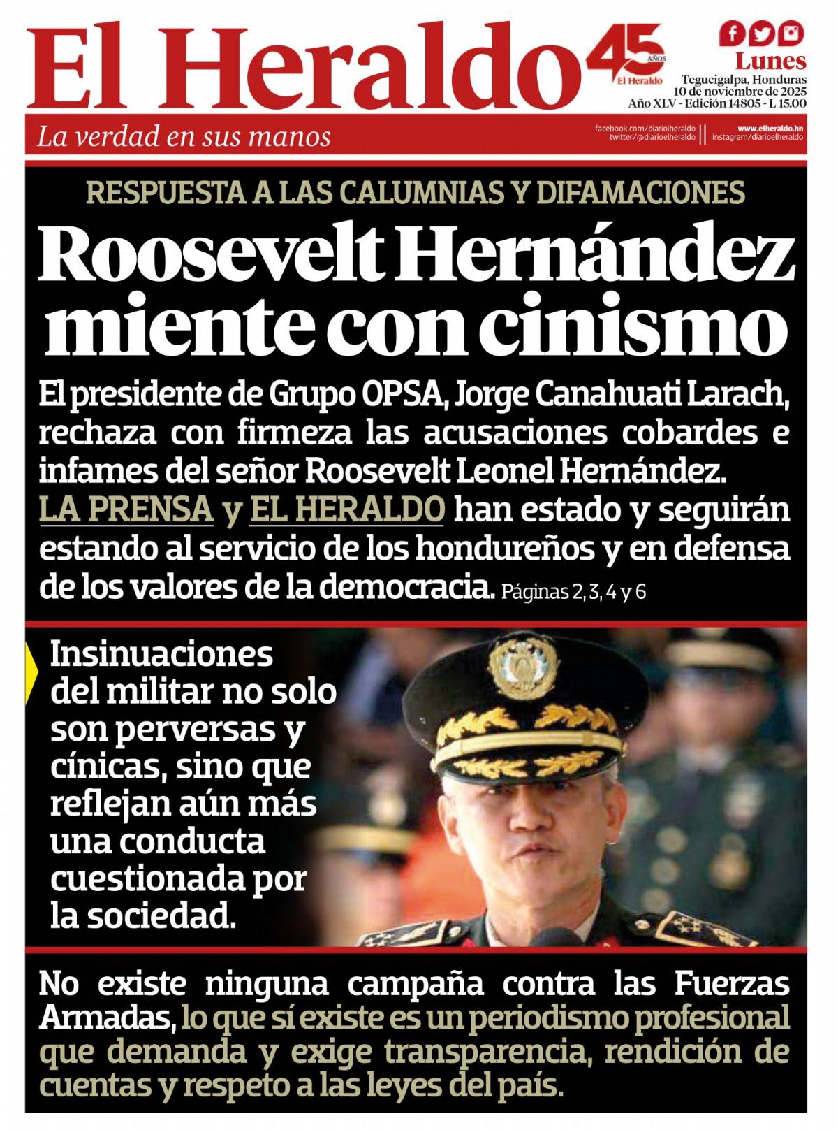 Roosevelt Hernández miente con cinismo