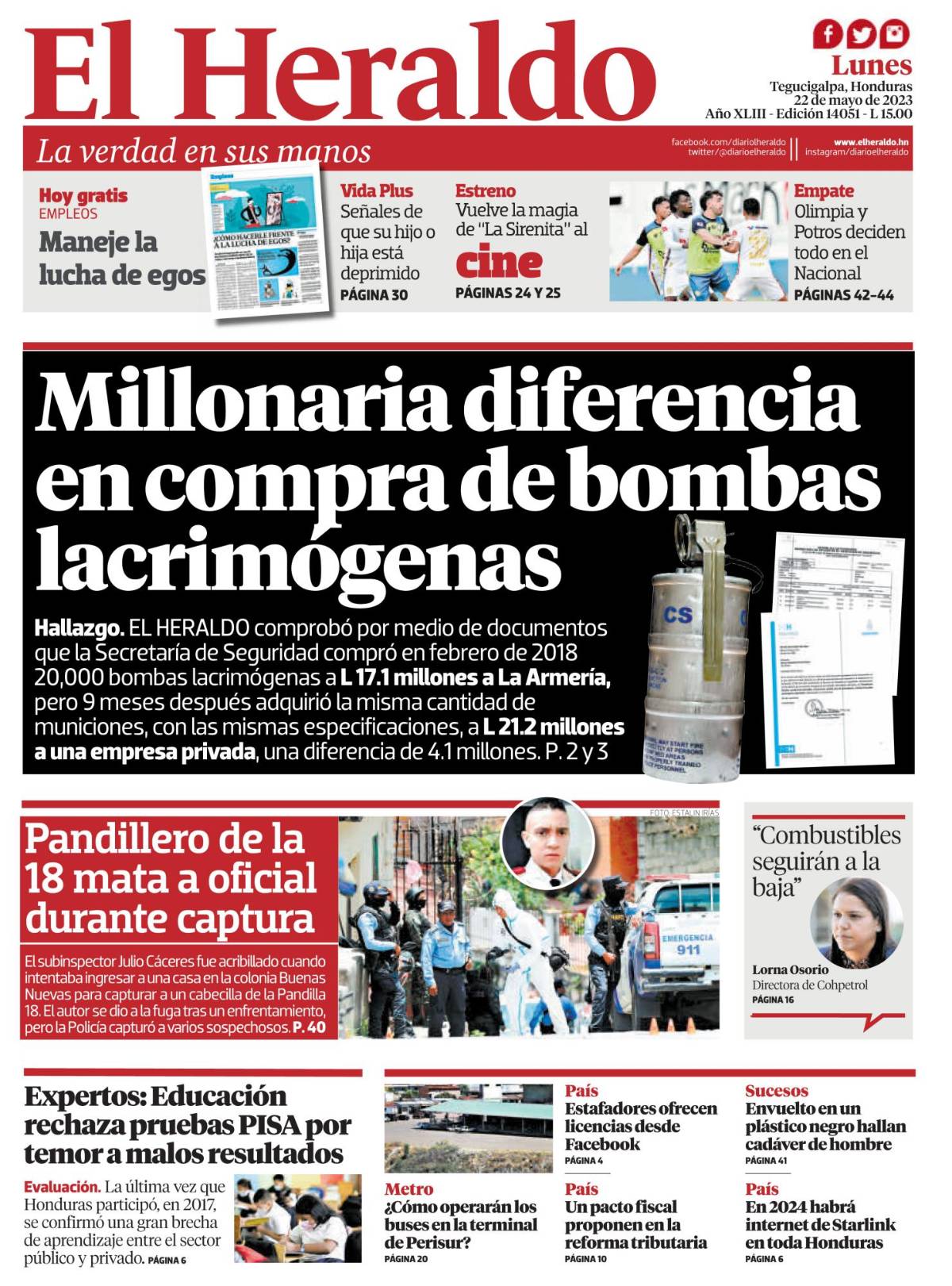 Millonaria diferencia en compra de bombas lacrimógenas