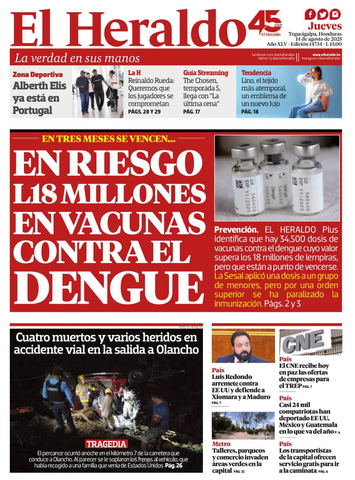 En riesgo L18 millones en vacunas contra el dengue
