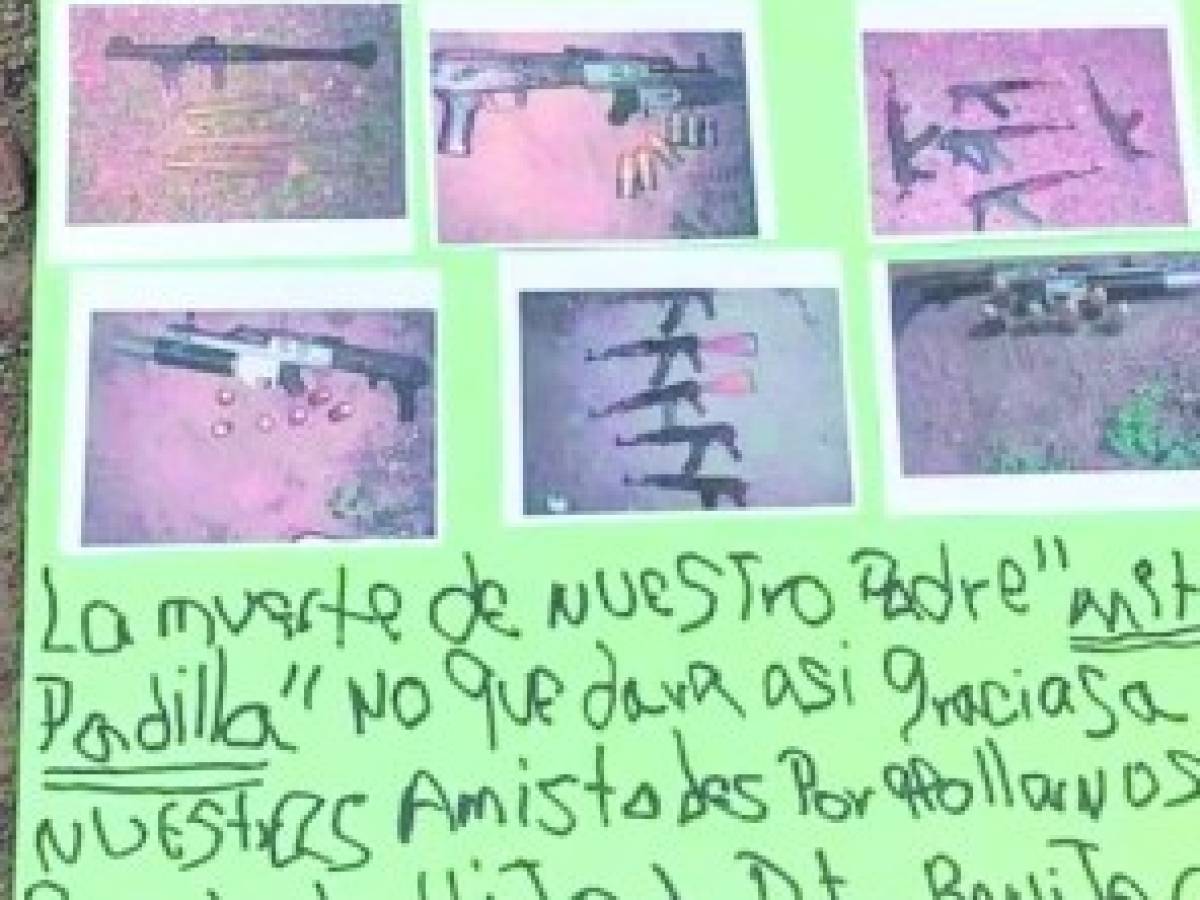 Esta es una nota donde la banda amenaza al presidente Juan Orlando Hernández.